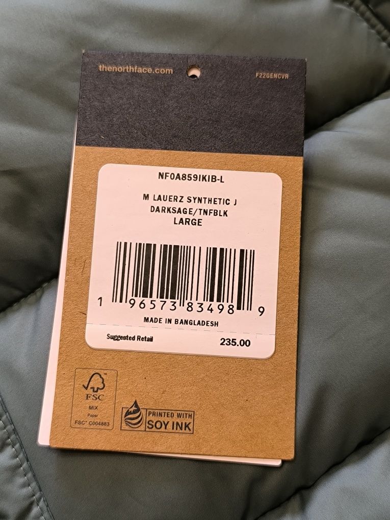 Пуховик, мікропуховик The North Face M Lauerz Synthetic J Darksage/Tnf