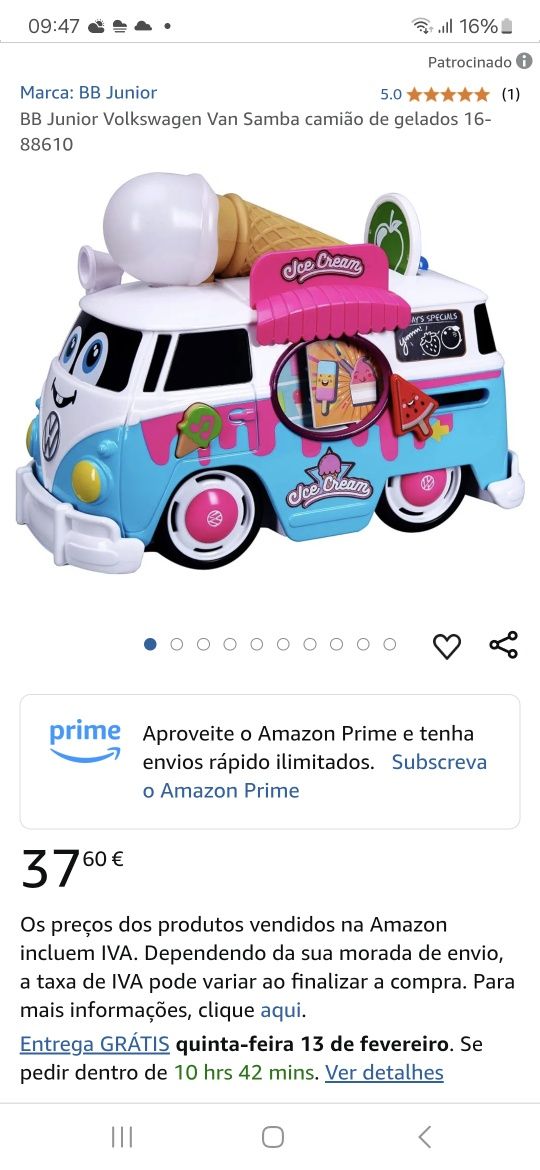 Brinquedo autocarro de gelados vokswagen