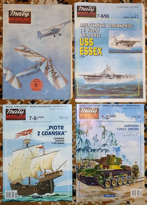 Mały Modelarz - 4 modele (Essex, Piotr z Gdańska, Chi-he, RWD-17)