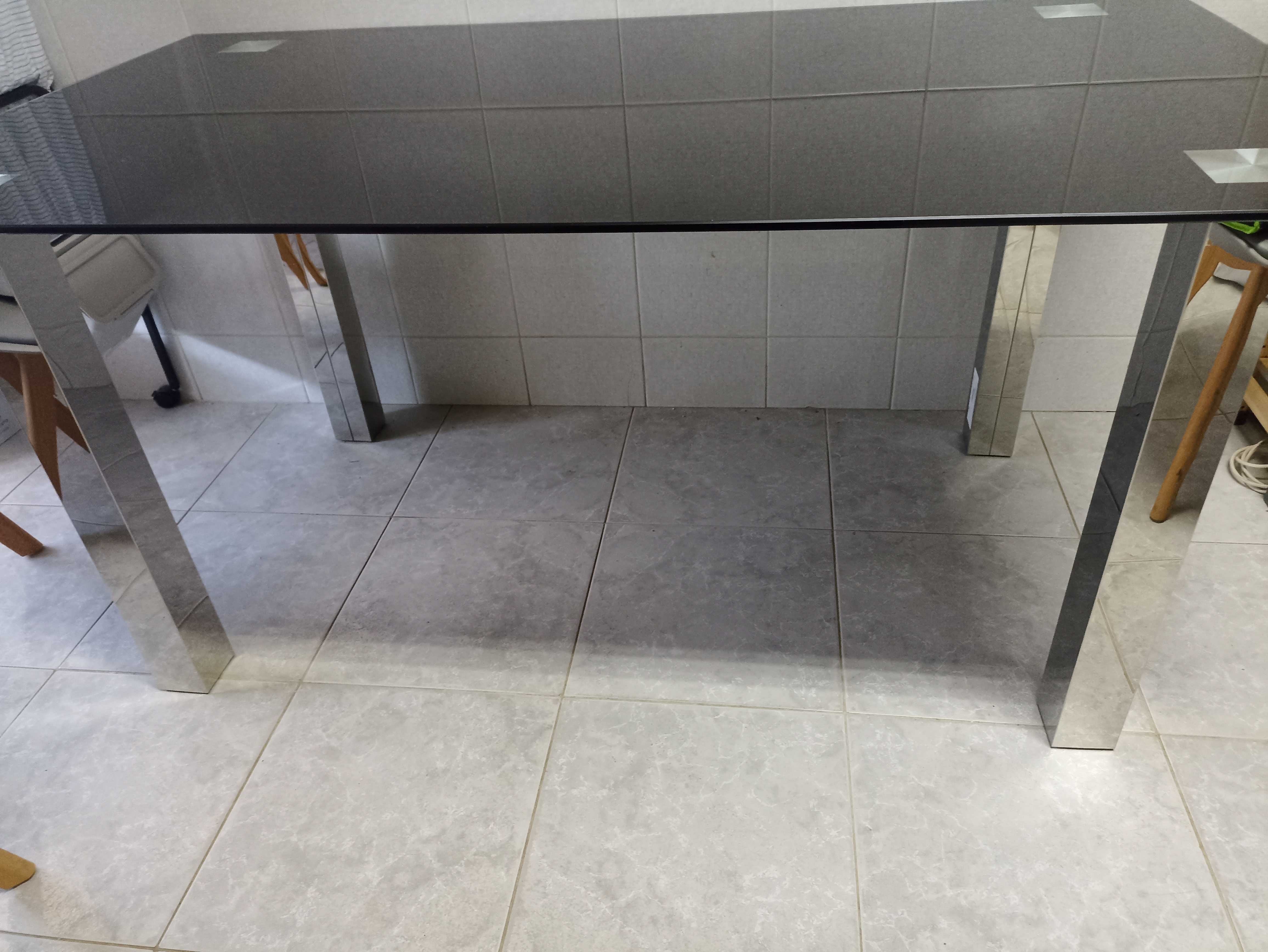 Mesa Tampo de Vidro Preto 160x90cm Maxmat