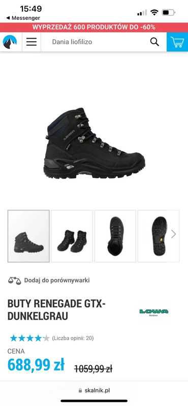 Buty trekkingowe LOWA Renegade GTX, rozm. 42