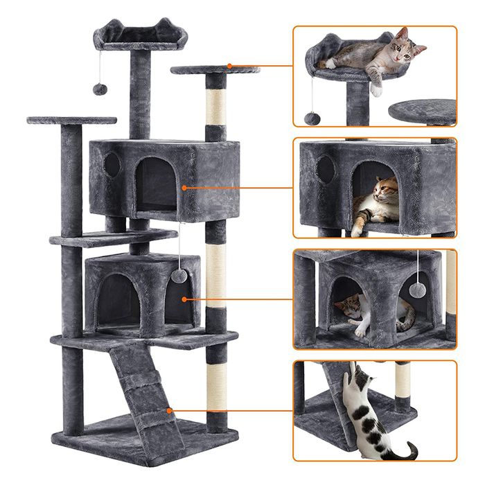 Wielopoziomowy drapak dla kota z legowiskami i budkami 175 cm