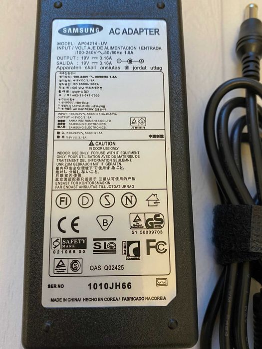 Блок живлення для ноутбука Samsung 19V 3.16A 5.5*3.0 мм