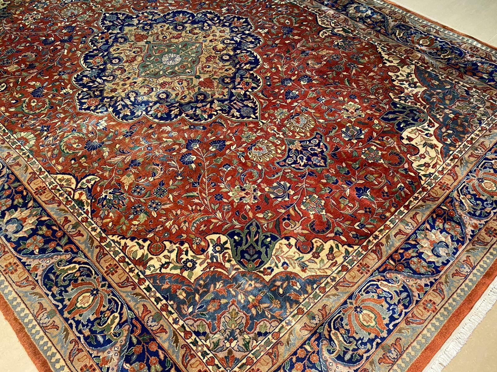 Kaszmirowy perski dywan Farahan Sarough Kork 360 # 255 Ręcznie tkany