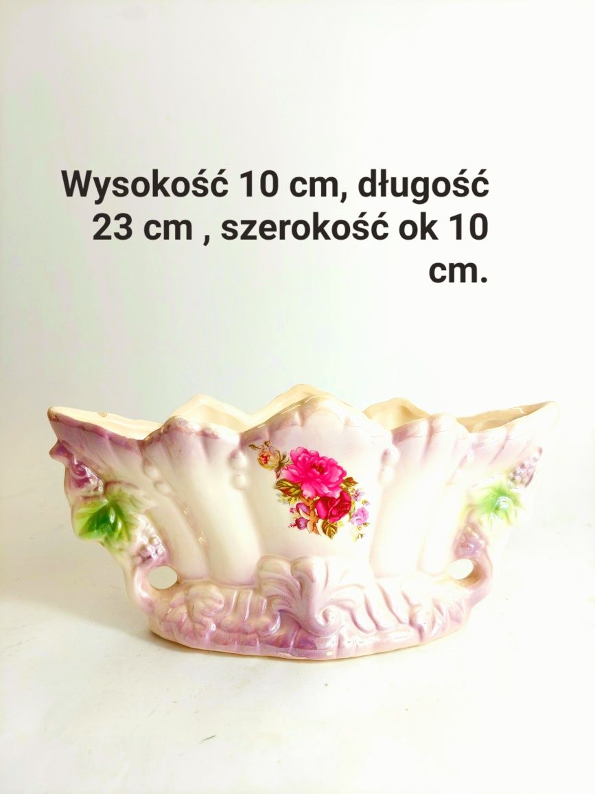 Żardiniera porcelana majolika kwiaty retro