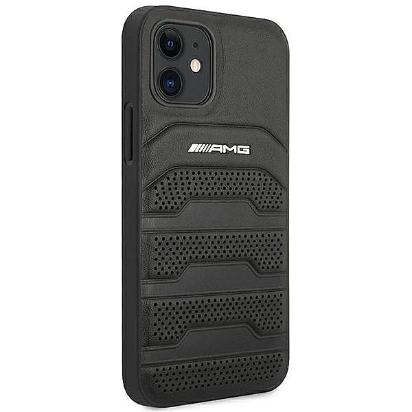 Etui AMG Leather Debossed Lines na iPhone 12 mini - czarne