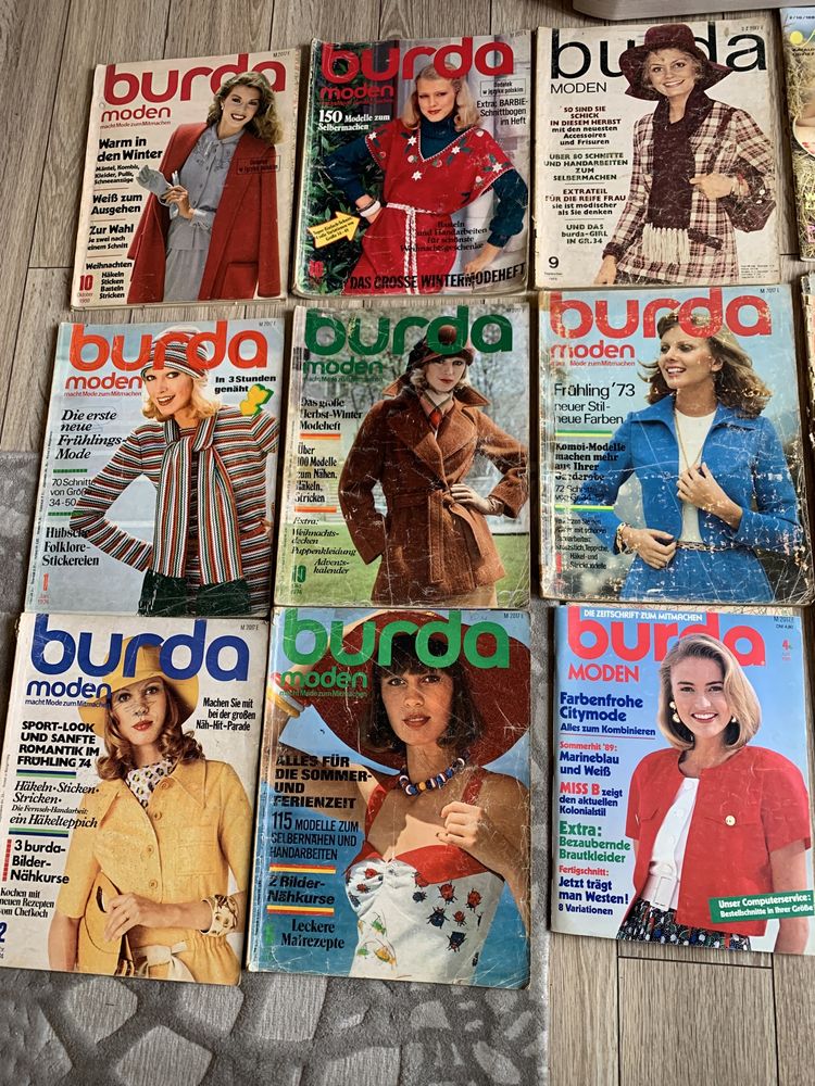 Burda 1973, 1974 , 1976 , 1969, 1980 : 15 sztuk