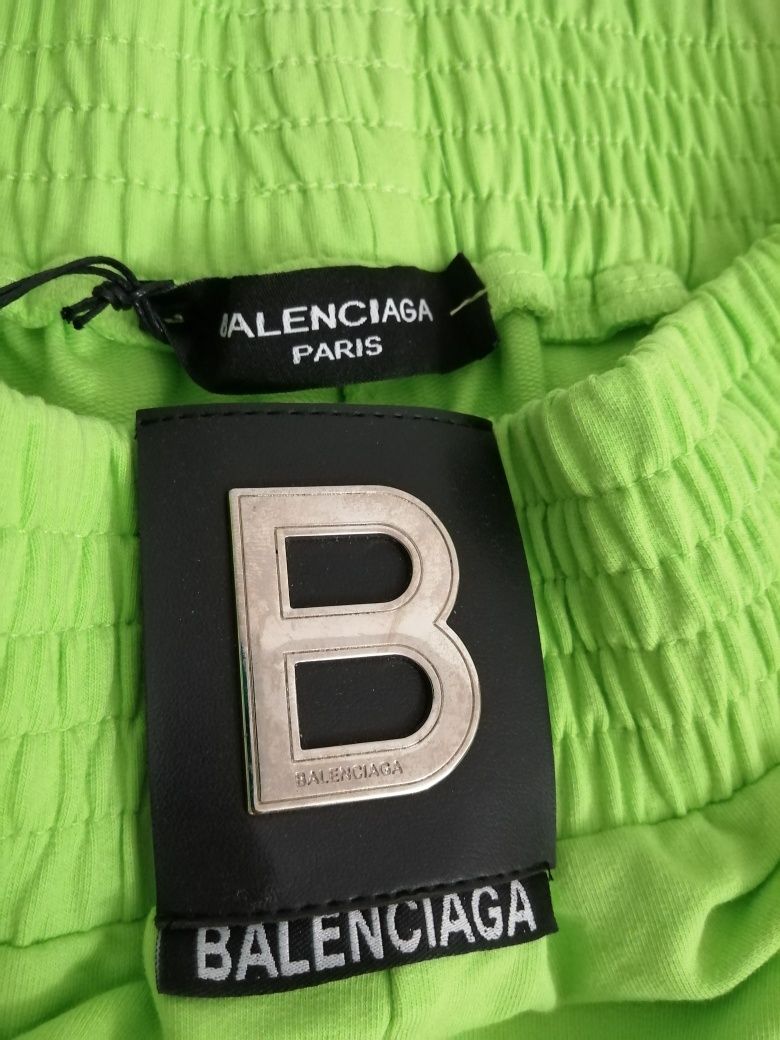 Nowe damskie spodnie dresowe Balenciaga dresy eleganckie L 40 neon bb