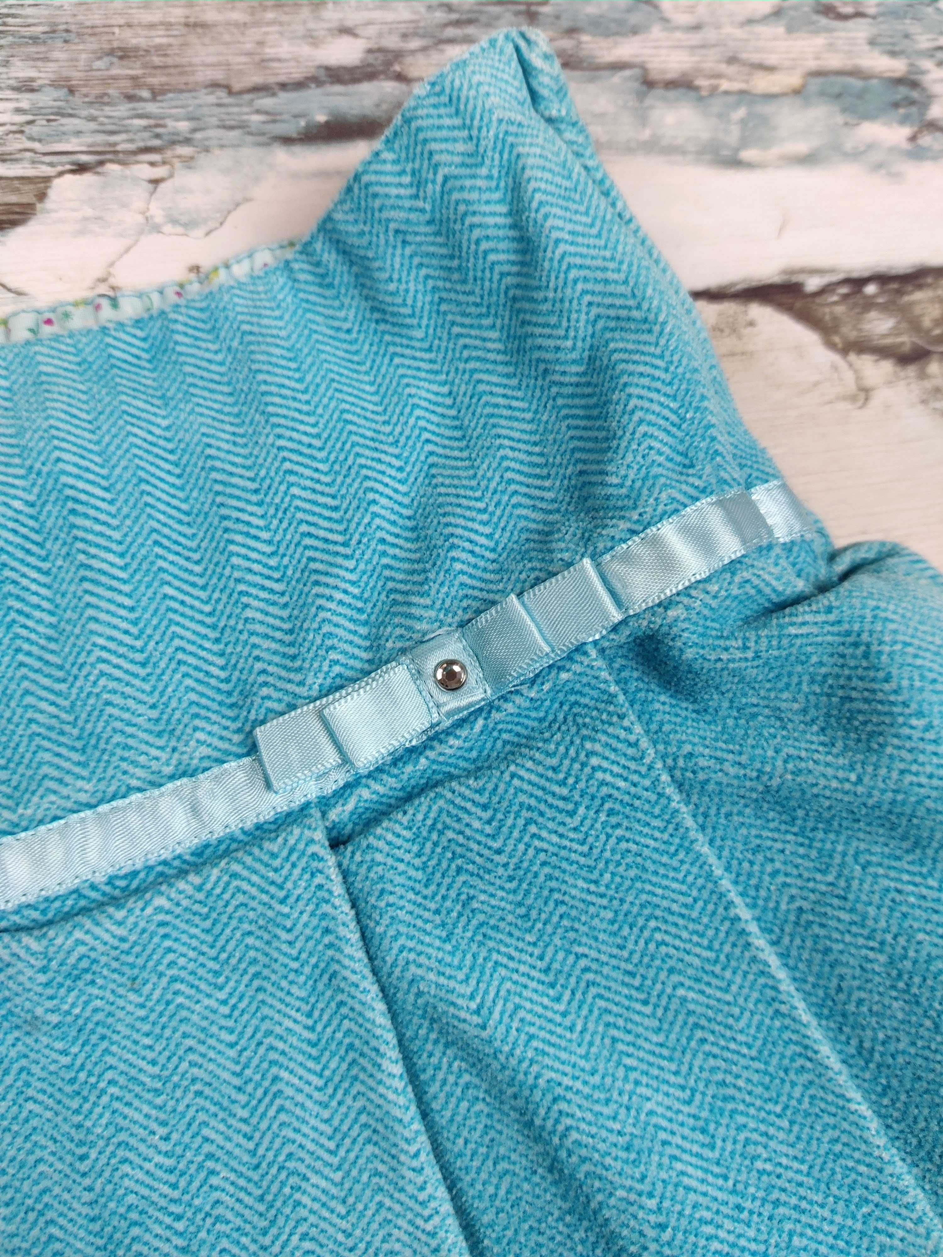 H&M turkusowa pluszowa spódniczka kontry 86 cm