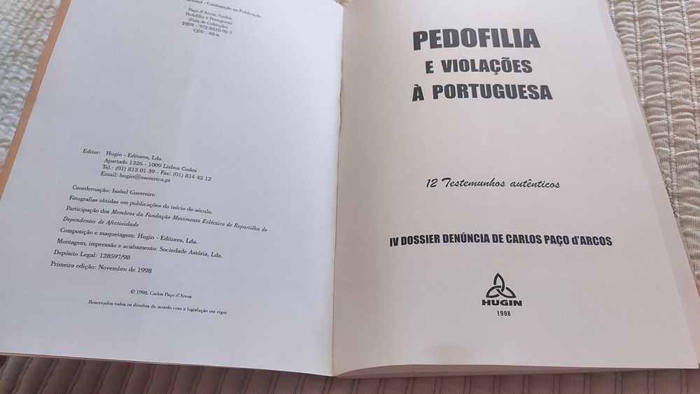 Livro Pedofilia e Violações à Portuguesa - Carlos Paço d'Arcos M*RDA