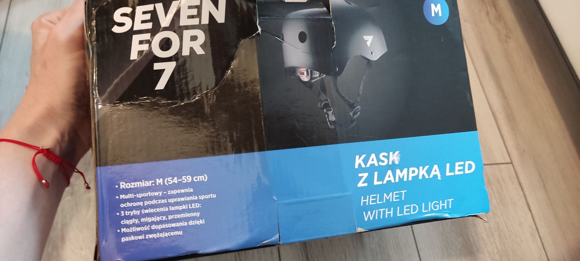 Kask z lampką LED r m 54-59 na rower rolki
