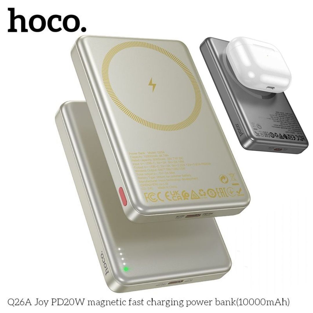 Повербанк Magsafe Hoco Q26A 10000mAh металевий магнитная зарядка iphon