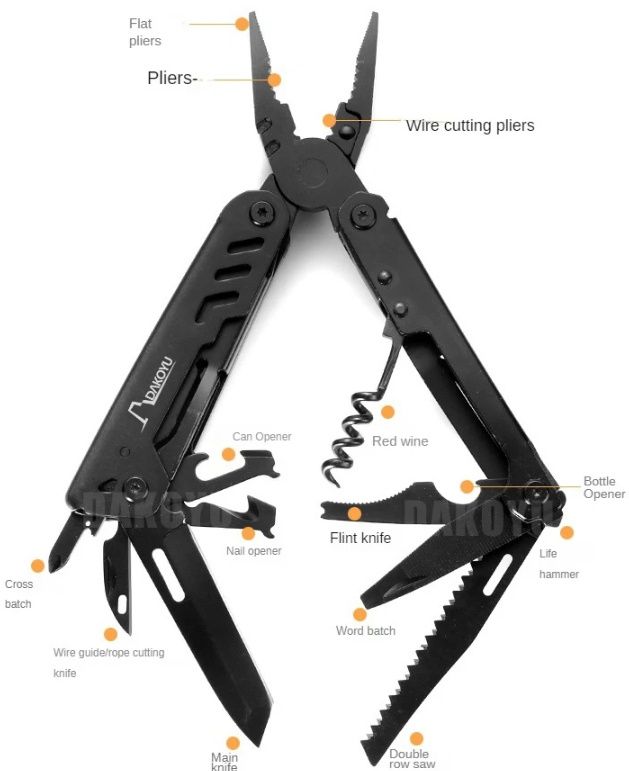 Мультитул з ножицями DAKOYU | SOG | Nextool Flagship Pro black для ЗСУ