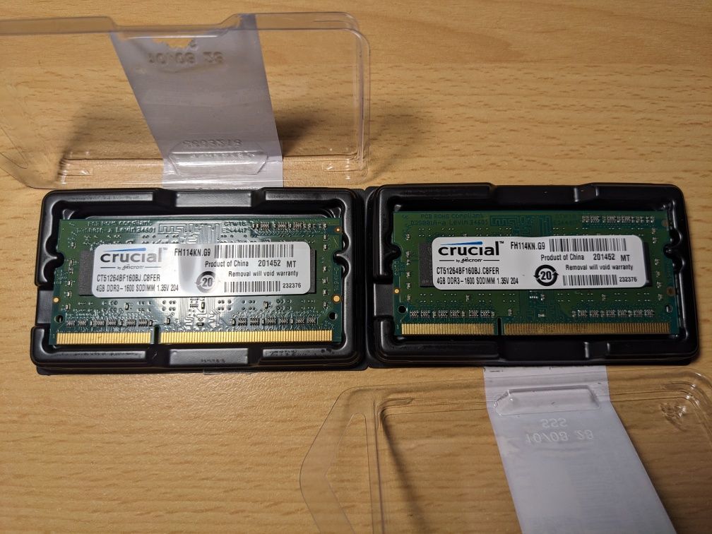 Pamięć ram crucial 2x4gb ddr3 1600 sodimm 1,35v