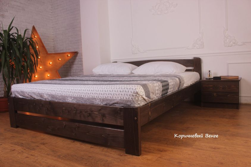 Ліжко Європа з масиву дерева сосна. Посилені ламелі .Суцільна дошка