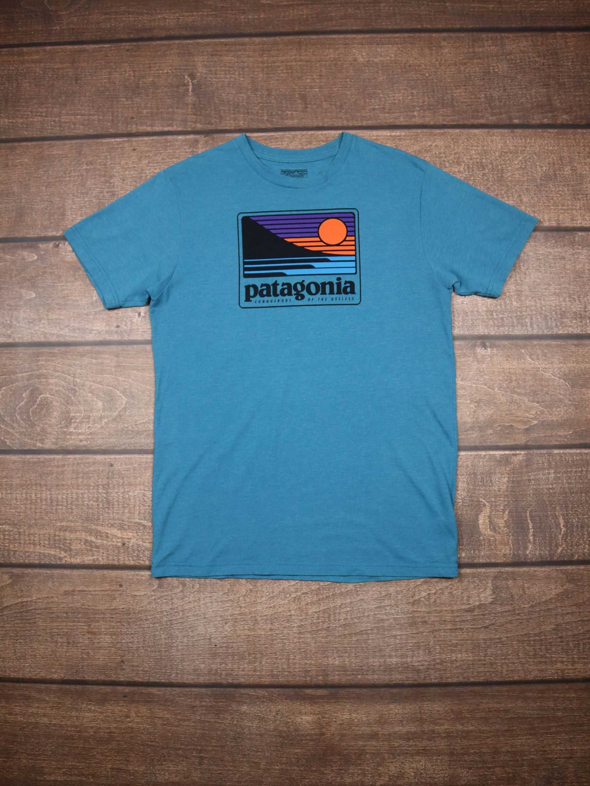 Patagonia Conquerors tshirt niebieska koszulka z krótkm rękawem