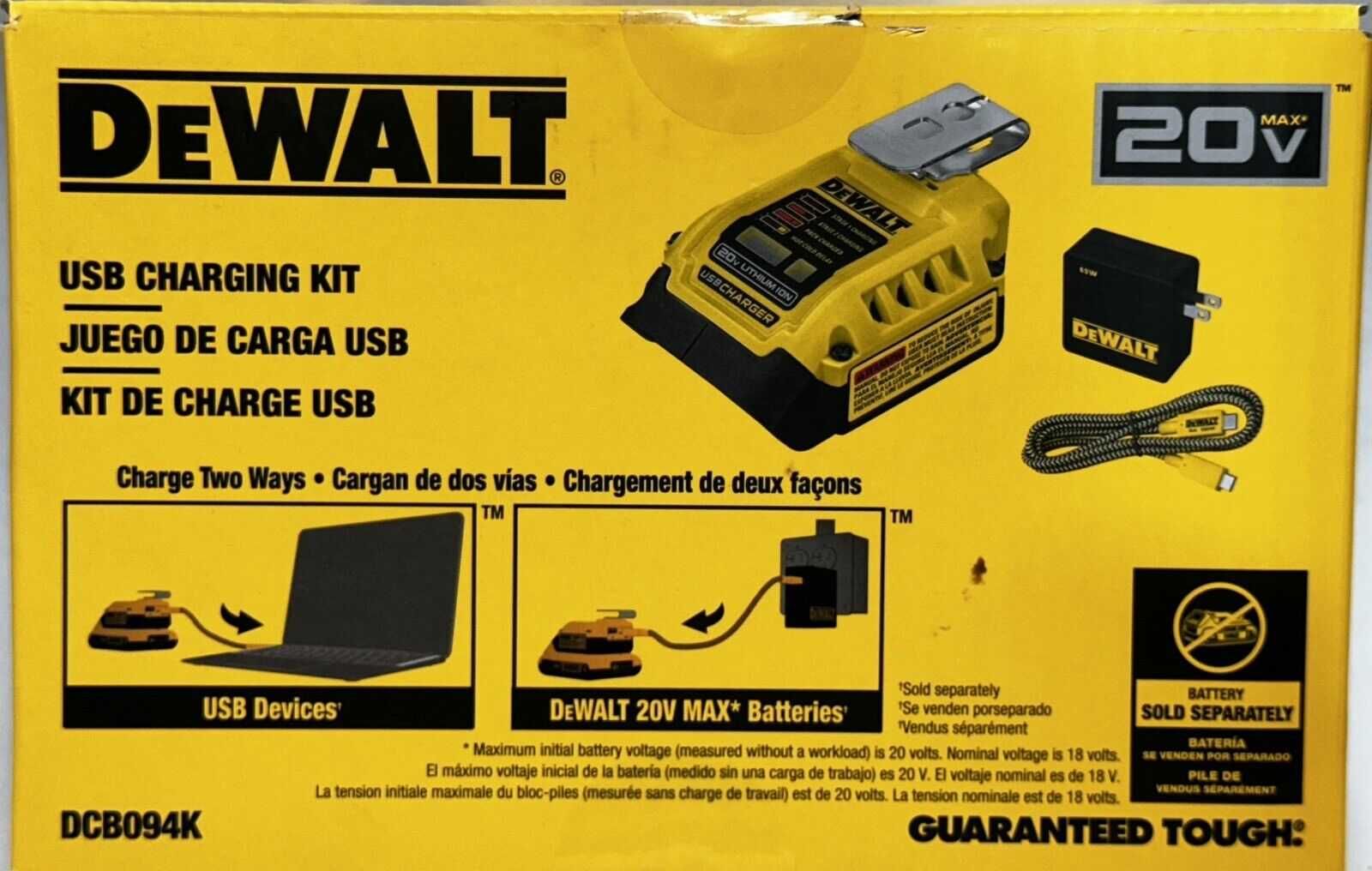 Зарядное устройство-USB адаптер 2 в 1 DeWALT DCB094K замена DCB090