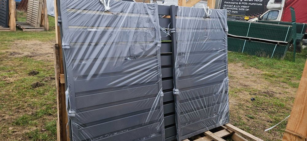 Brama palisadowa Antracyt  4m Furtka Słupki Komplet OKAZJA