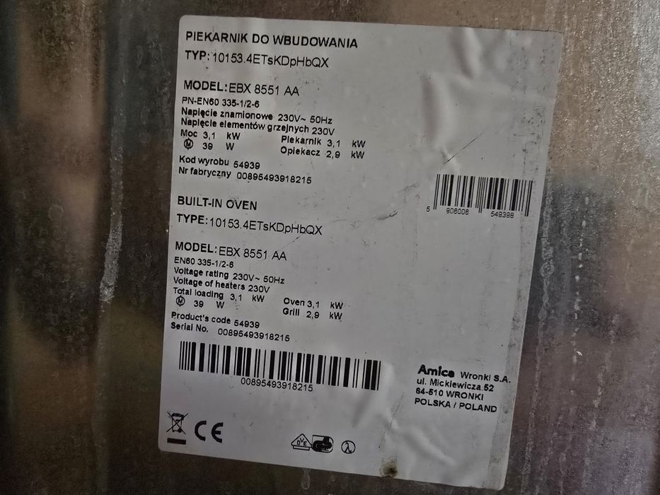 Piekarnik Amica Do zabudowy