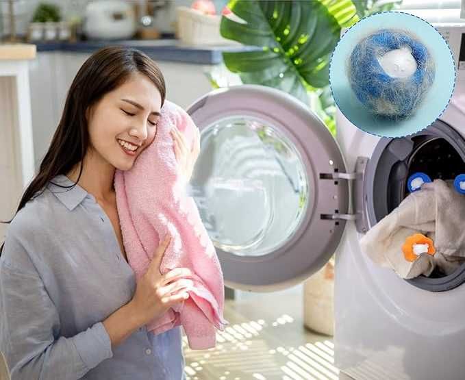 Kulki kule do prania pralki antykłaczki zbierające sierść włosy 6 szt