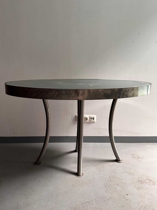 Metalowy stół ze szklanym blatem 60cm 120 cm 74 cm