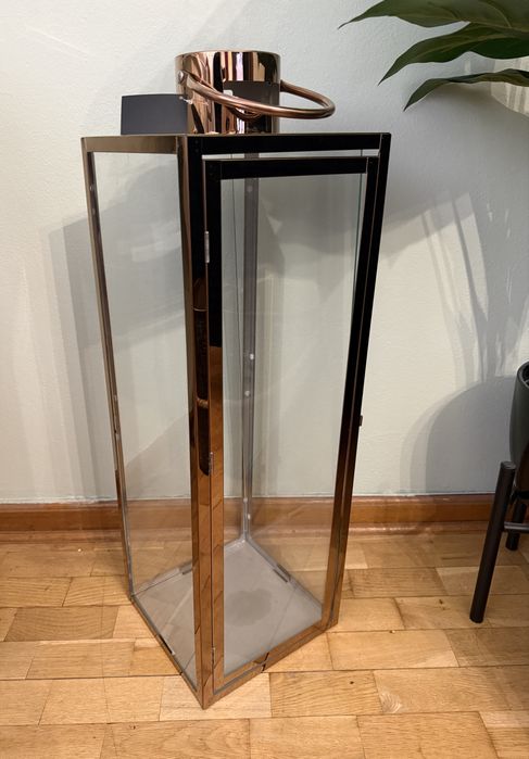 Latarnia lampion bardzo duża miedziana złota 71 cm