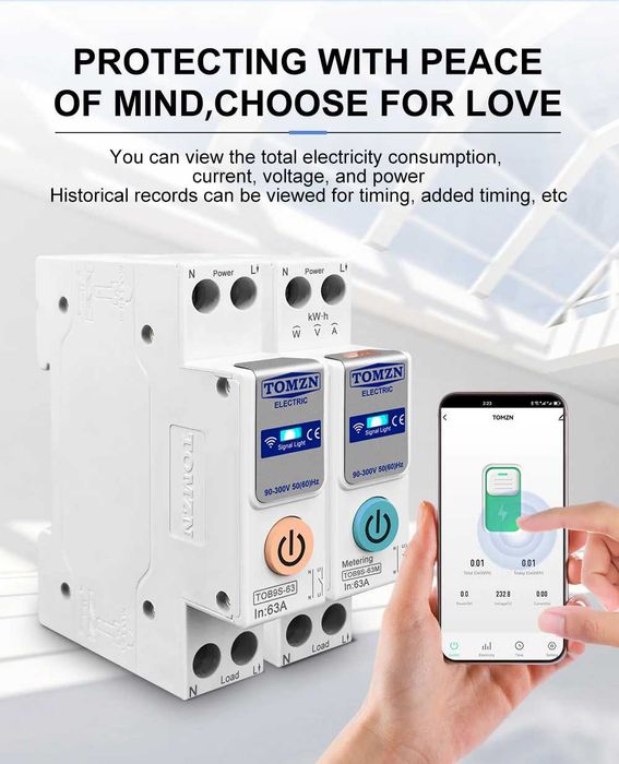 TUYA smartlife 63A TOMZN WIFI автомат лічильник енергії реле MCB
