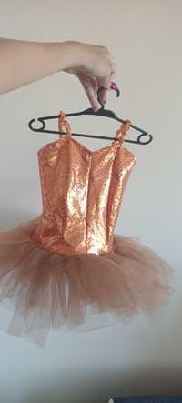 Sukienka do tańca strój baletnicy  złoty tiul tutu handmade r.98-104