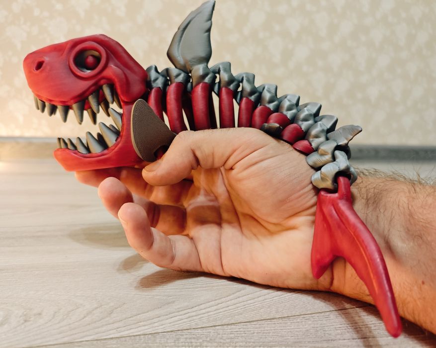 Іграшка Акула Скелет Декор Подарунок Декор Червоний Рухома Фігурка