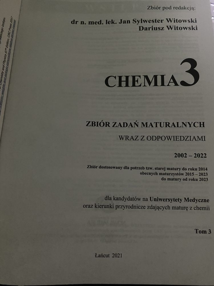 Zbiór zadań CHEMIA 3 Witowski