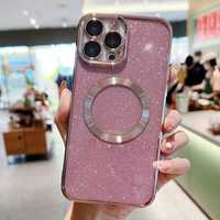 Case Etui iPhone 15 Pro Max OBUDOWA OCHRONA OBIEKTYWÓW - różowy brokat