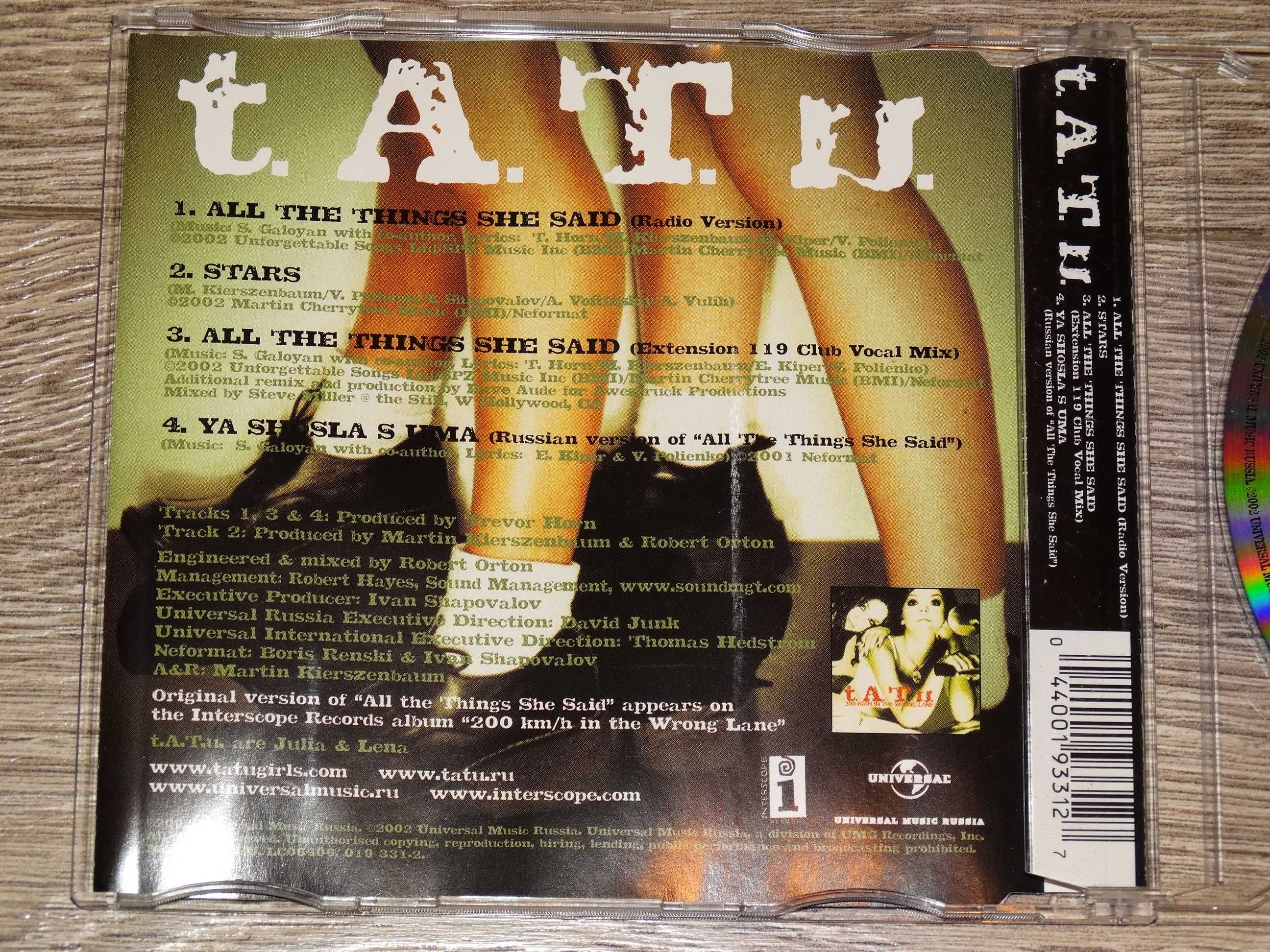 CD  t.A.T.u. All The Things She Said