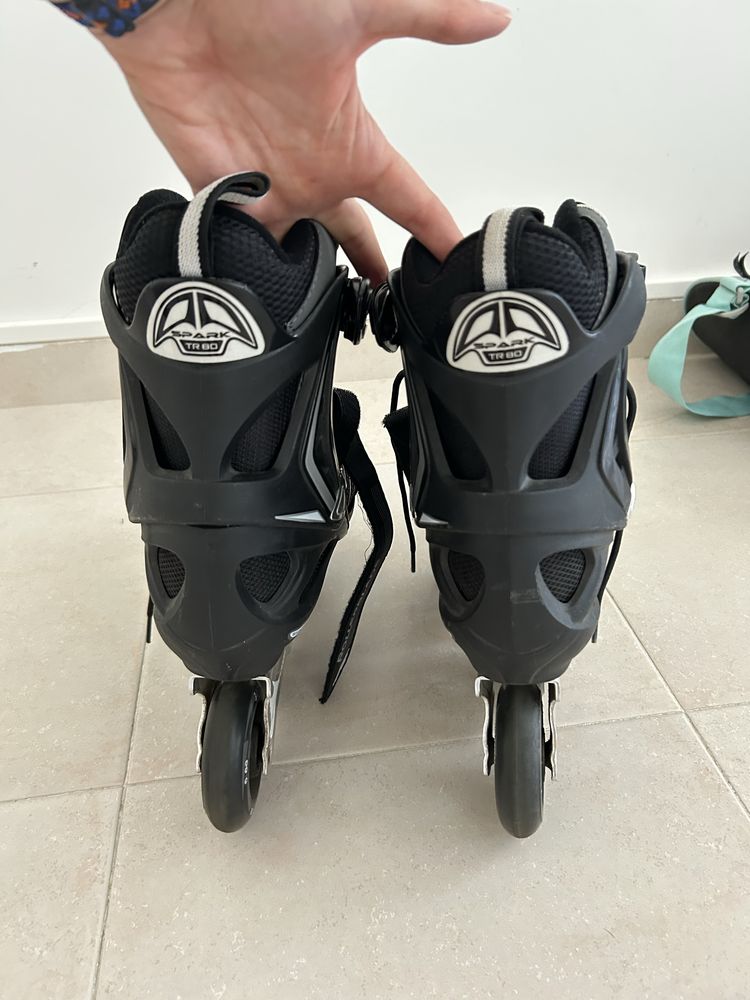 Patins em Linha Rollerblade – Tamanho 39 – Preto e Prateado
