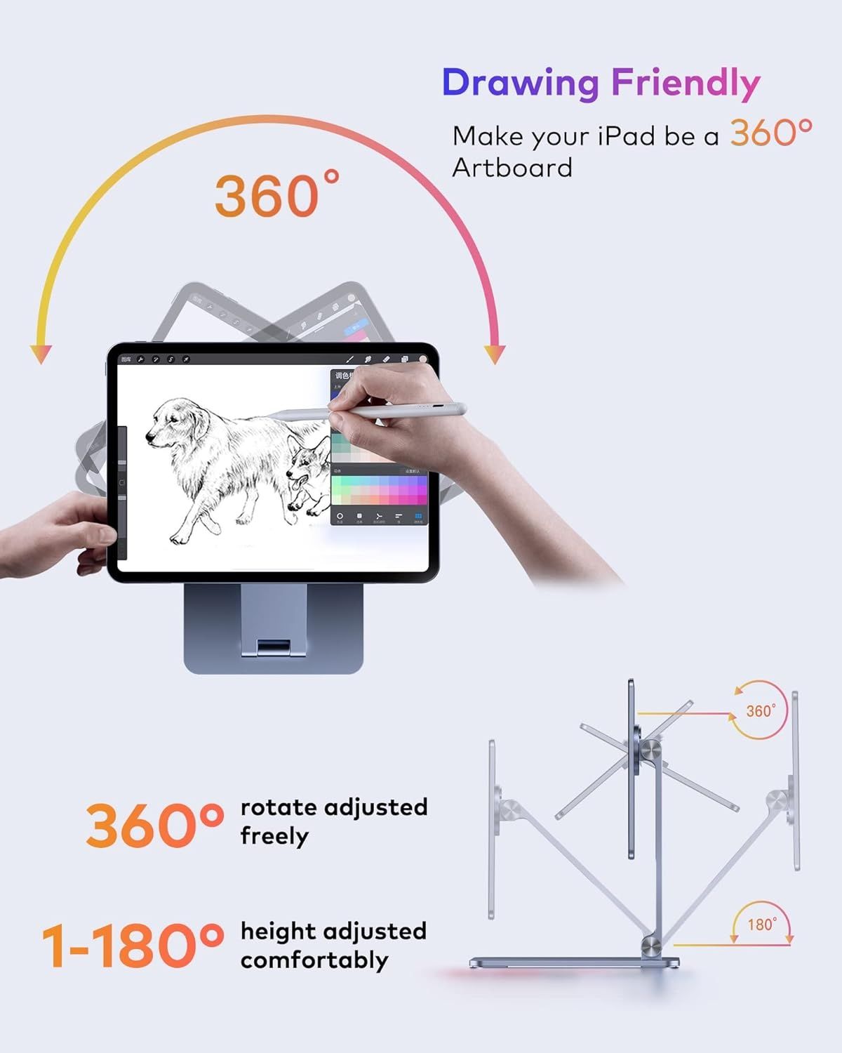 llano Magnetyczny stojak na iPada Pro 12.9" ,regulowany 360