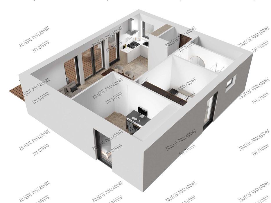 dom modułowy nowoczesny, dom szkieletowy, parterowy