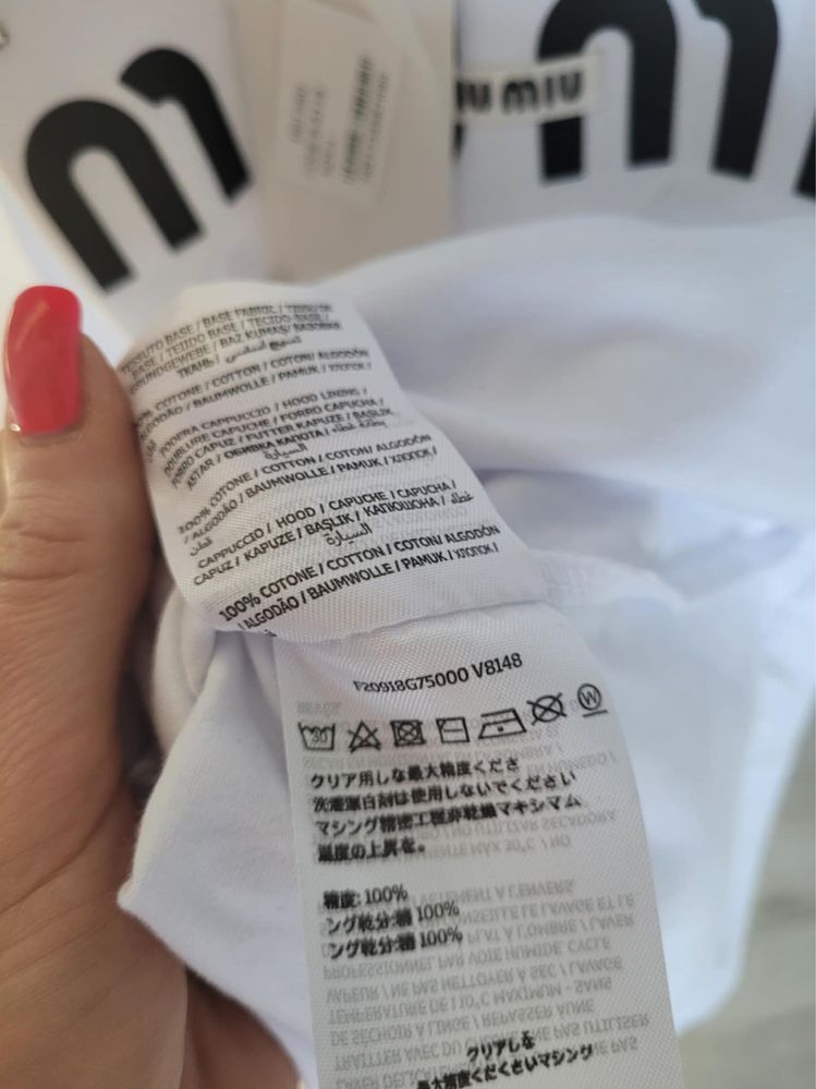 T-shirt bialy cyrkonie Miu Miu