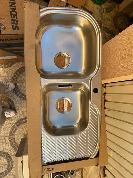 Título: Lava-Loiças Teka Duplo (2 Cubas + Escorredor) 100x43cm - NOVO