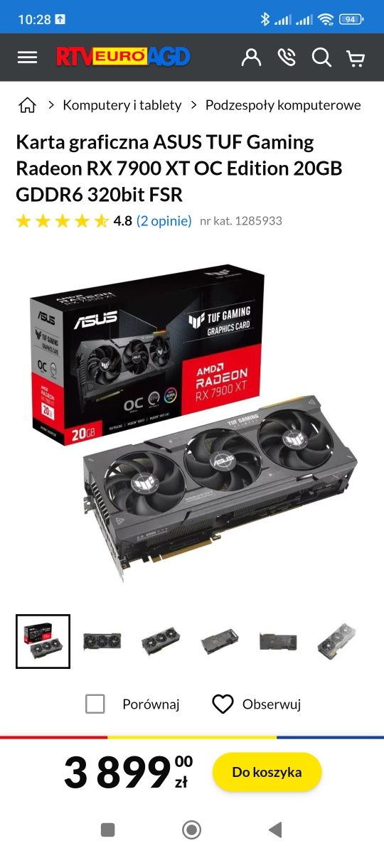 Karta graficzna XFX Radeon RX 7900 XT Speedster MERC 310 20GB GDDR6