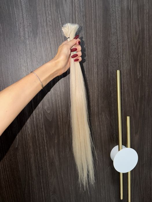 Натуральне волосся для нарощування блонд 55-60см, 33г, 2 хвостики