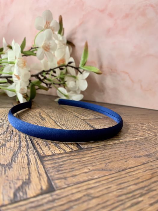 Granatowa kobaltowa chabrowa opaska satynowa