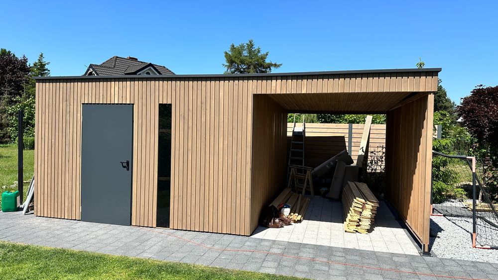 Domek narzędziowy z altaną Modrzew Syberyjski