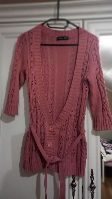 Sweter ażurowy damski rękaw 3/4