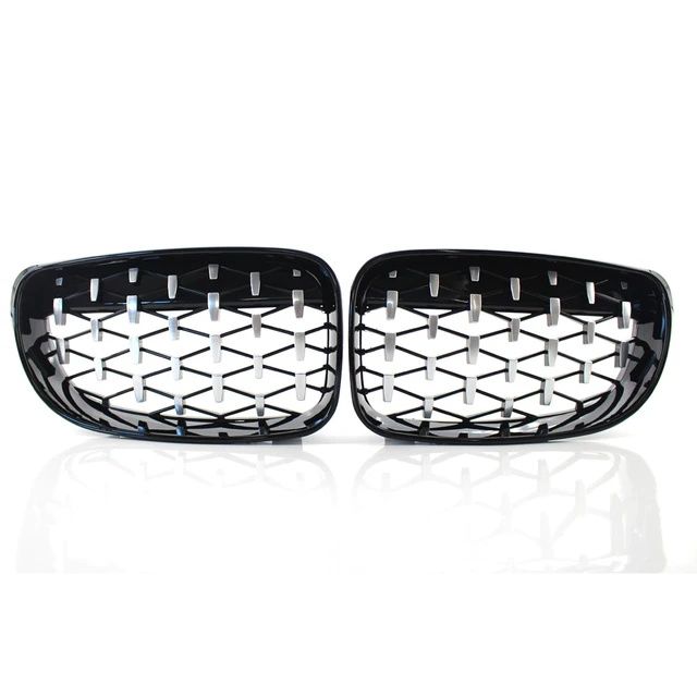 Gloss Preto Frente Rim Grade, Carro Diamante Grill, Peças de corrida,