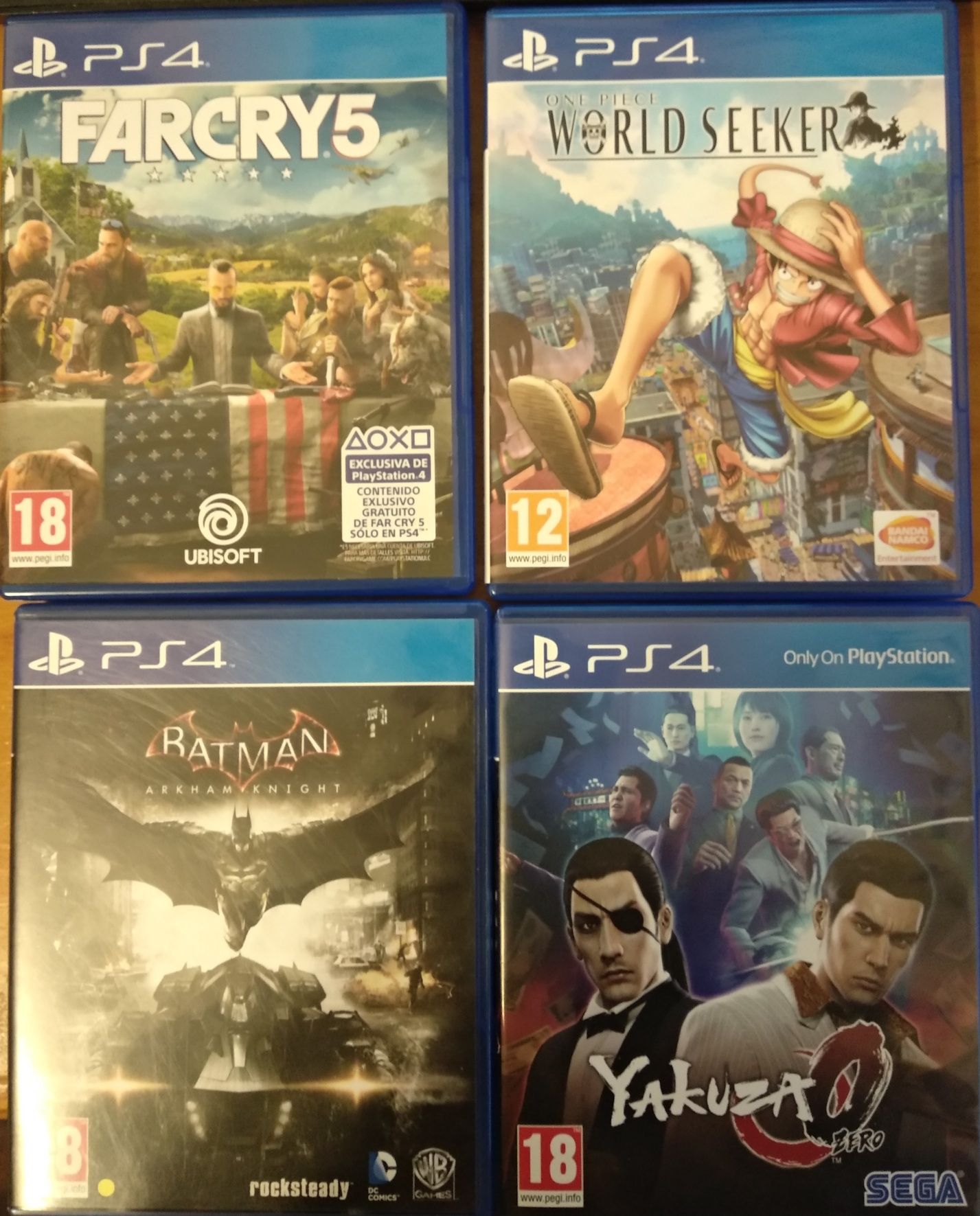 Jogos PS4 - Batman, One Piece, Yakuza0 e FarCry5