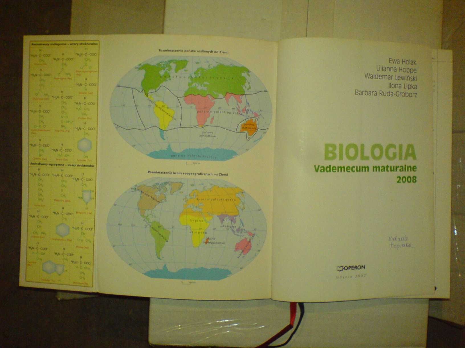 Książka Biologia Vademecum dla Maturzysty 2007 r. 362 str. st. b.dobry