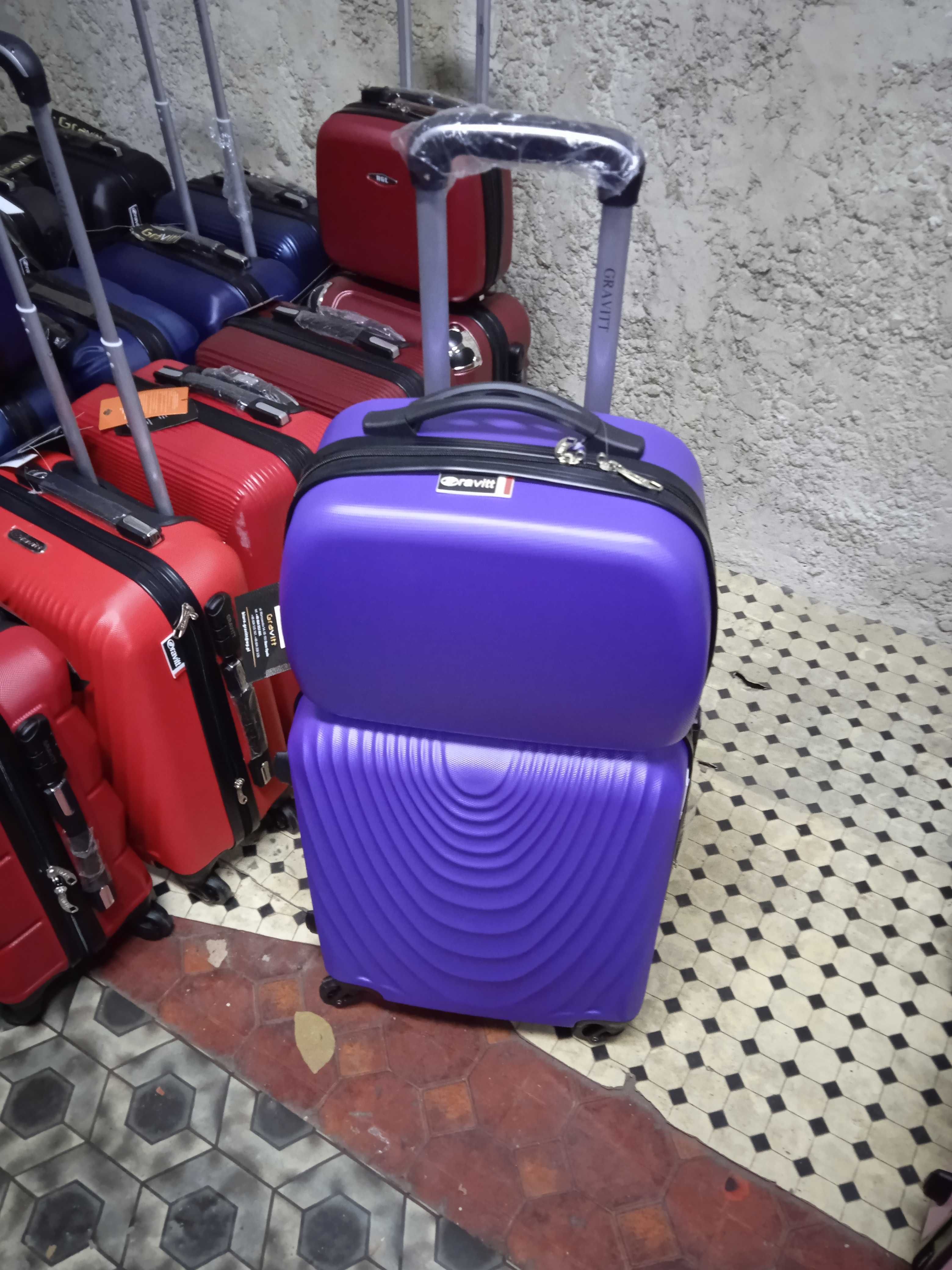 Walizka mała podróżna kabinowa z kuferkiem na 4 kołach z ABS