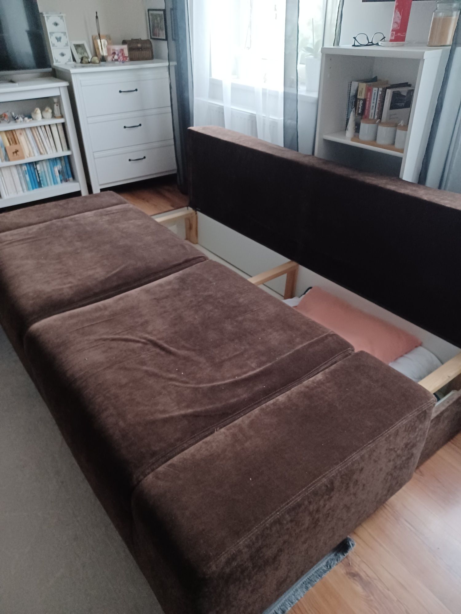 Sofa kanapa  rozkładana brązowa