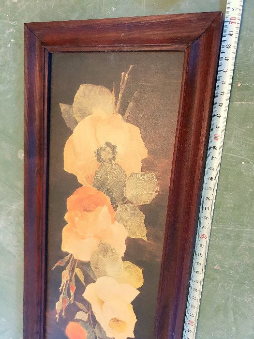 obrazek w ramie 50x20 cm róże OBRAZ z PRL motyw Kwiatowy Wrocław