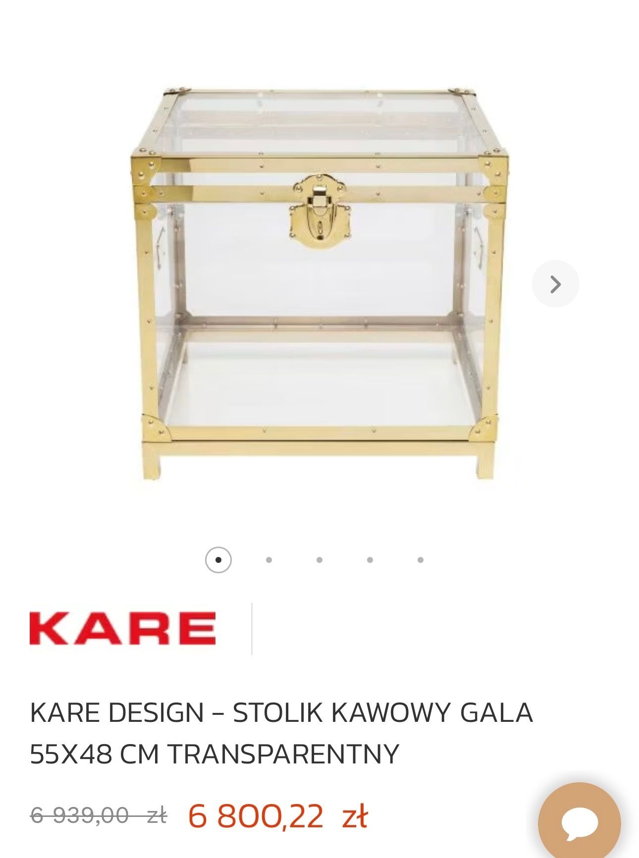 Stolik złoty Glamour otwierana skrzynia, stolik gala
