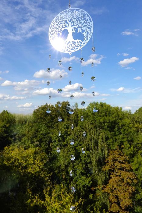 Łapacz Snów Słońca DRZEWKO SZCZĘŚCIA ZAWIESZKA do okna Bezbarwna